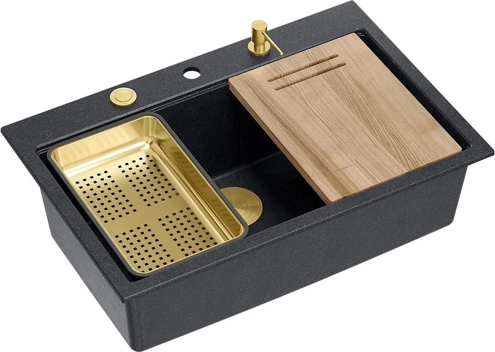 Lavello in granito MARC  110 WORKSTATION Black Metallic