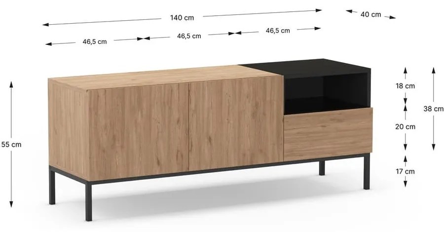 Mobile TV color crema 140x55 cm Cailin - Marckeric
