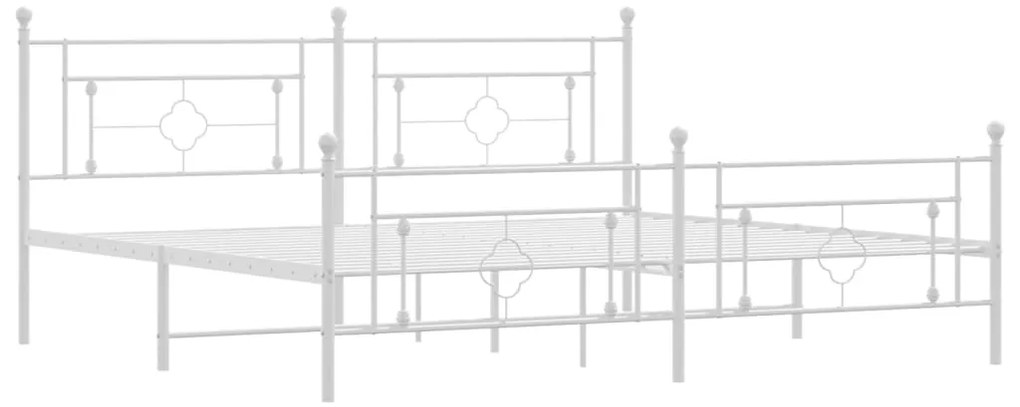 Giroletto con Testiera e Pediera Metallo Bianco 193x203 cm