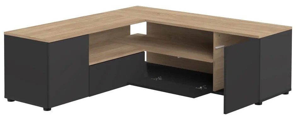 Tavolo TV in rovere decorato in nero e naturale 130x46 cm Angle - TemaHome
