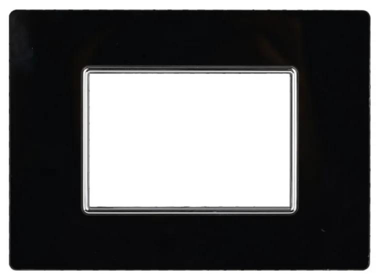 Placca 3 moduli 503 in vetro nera compatibile BTicino Axolute