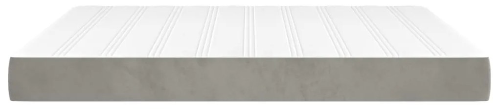 Materasso a Molle Grigio Chiaro 160x200x20 cm in Velluto