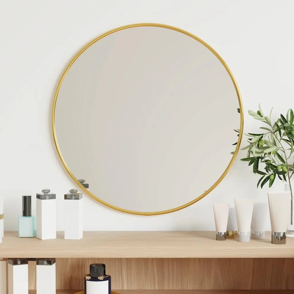 Specchio da Parete Rotondo con Cornice Elegante per Arredamento Interni, Ø 40 cm / Oro