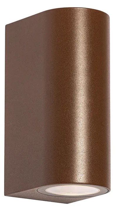 Lampada da parete per esterni marrone ruggine in plastica ovale 2 luci - Baleno