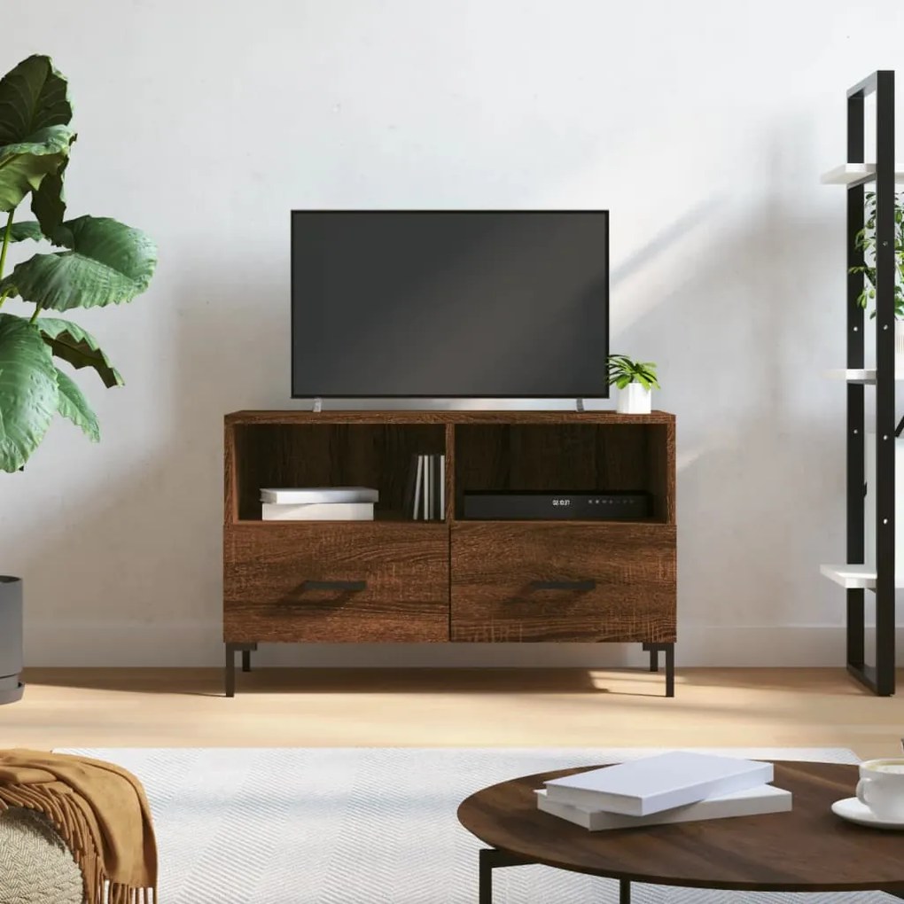 Mobile Porta Tv Rovere Marrone 80x36x50 Cm İn Legno Multistrato /