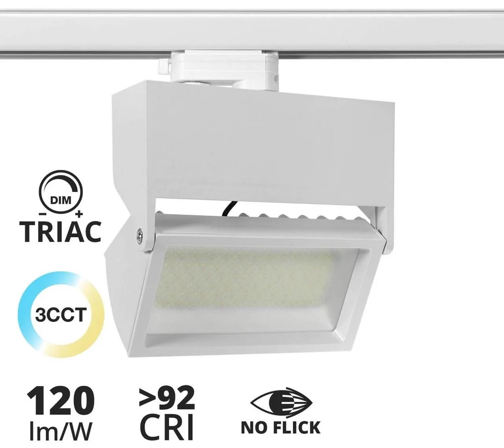 Faro Rettangolare 40W Dimmerabile Triac Binario Trifase 100° CCT Colore Bianco Variabile CCT