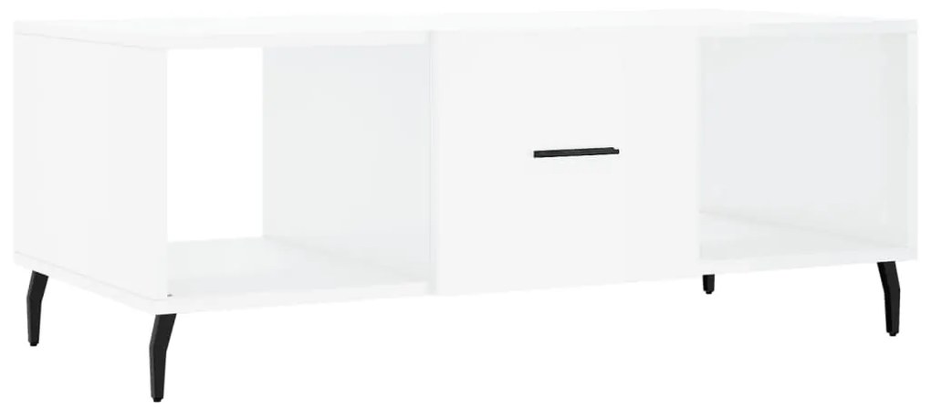 Tavolino da salotto bianco lucido 102x50x40cm legno multistrato