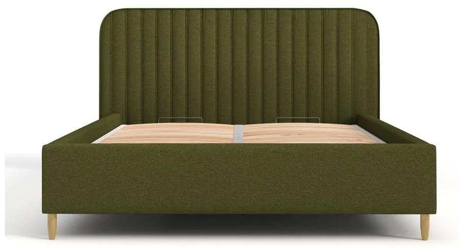 Letto matrimoniale imbottito verde con spazio contenitivo e rete 180x200 cm Noto - Maison de Rêve