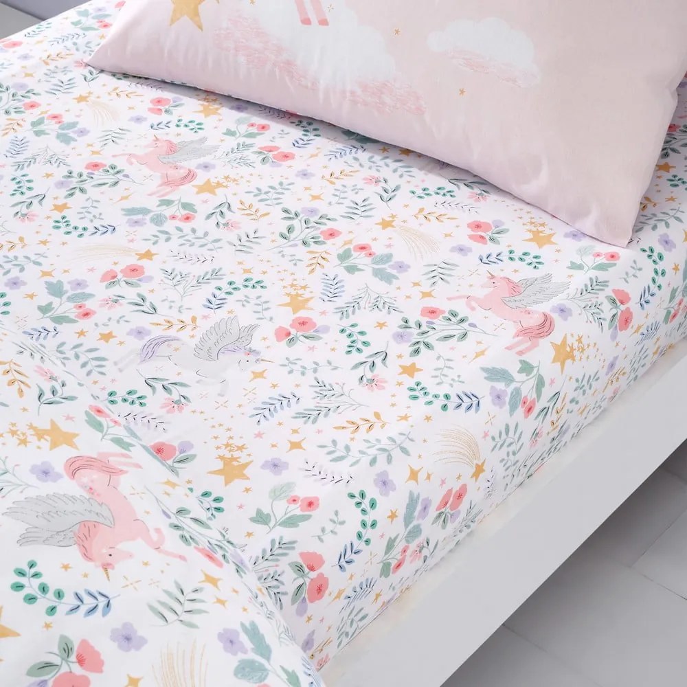 Lenzuolo con angoli per bambini per letto matrimoniale 135x190 cm Fairytale Unicorn – Catherine Lansfield