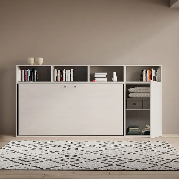 Letto NABOR singolo a scomparsa Bianco Frassino Composizione A