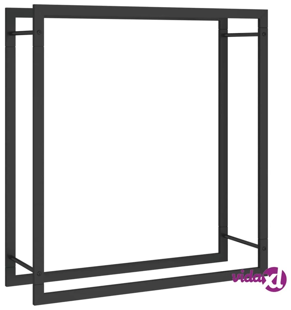 vidaXL Portalegna Nero Opaco 80x28x86 cm in Acciaio