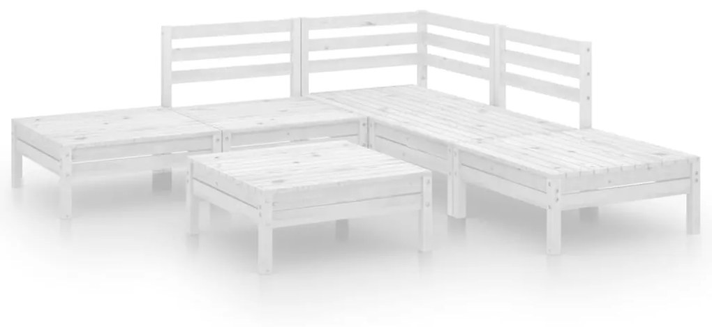 Set salotto da giardino 6 pz in legno massello di pino bianco