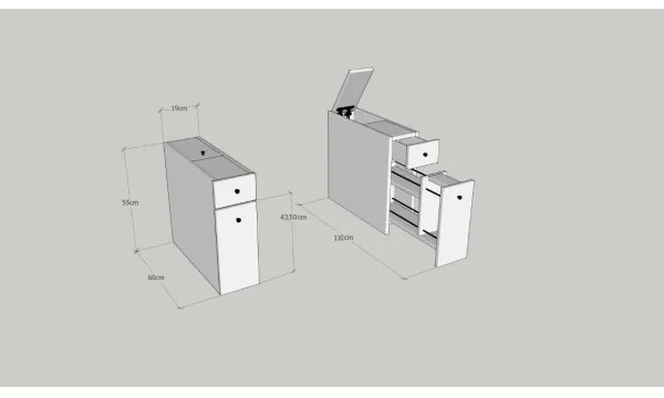 Mobile da bagno CALENCIA 55x60 cm antracite