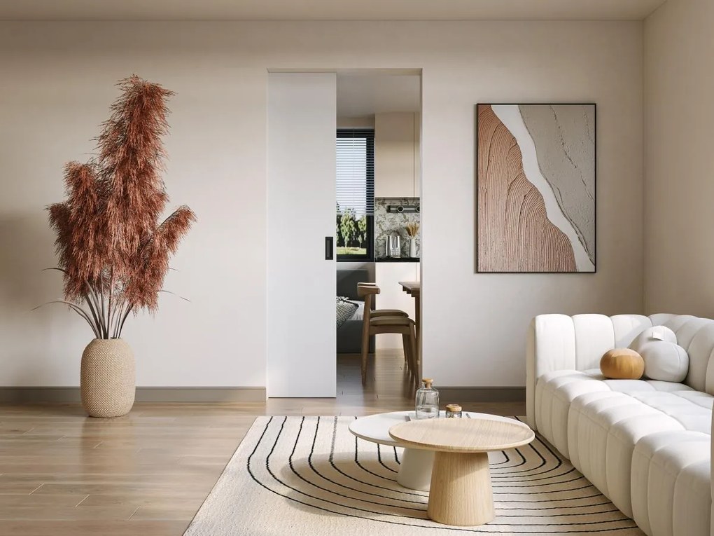 Porta scorrevole con sistema a incasso H205 x L93 cm MDF + PVC Bianco  - VARIN II