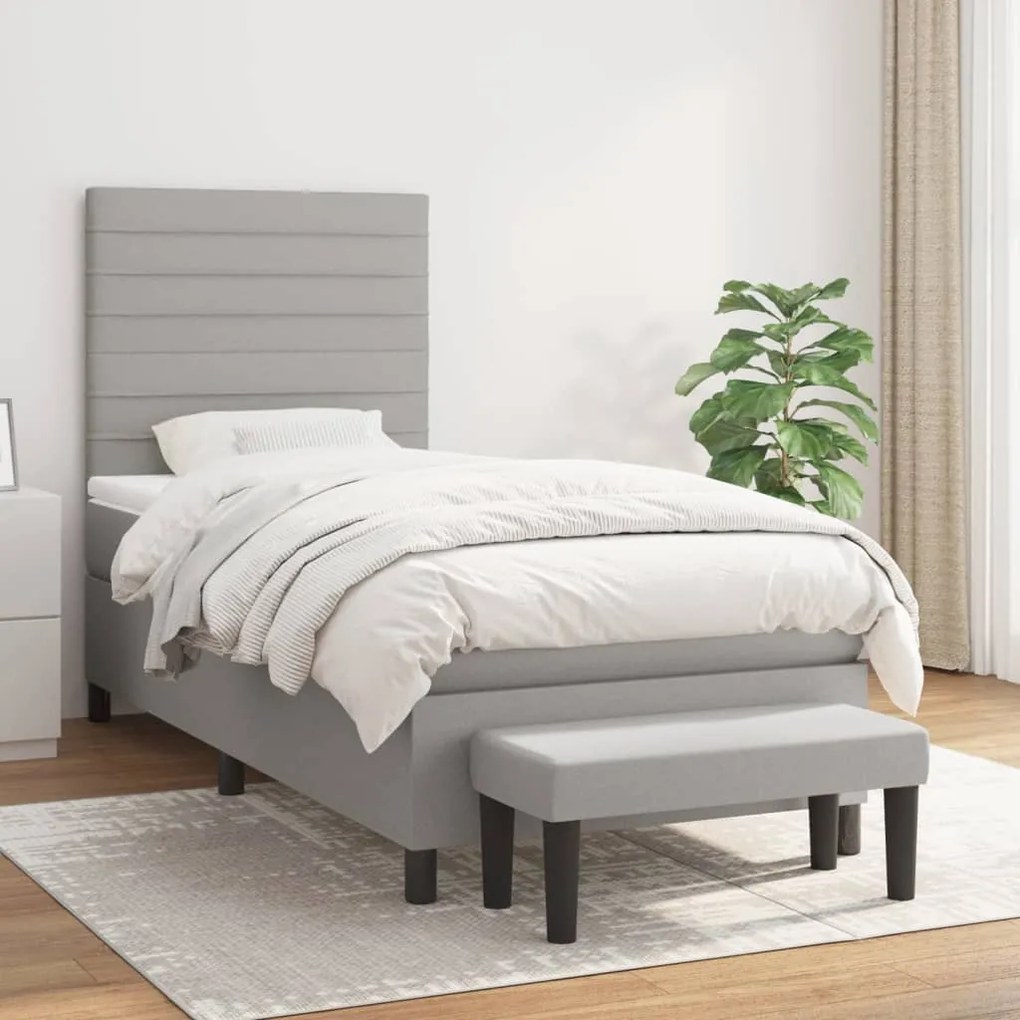 Giroletto A Molle Con Materasso Grigio Chiaro 80x200 Cm Tessuto /