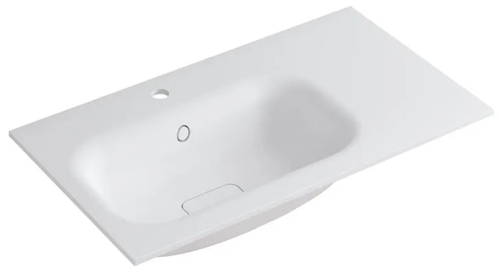 Lavabo integrale rettangolare vasca a sinistra L 80.5 x H 15 x P 46 cm in resina bianco