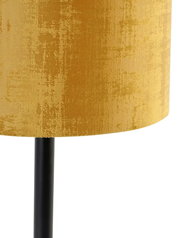 Lampada da tavolo moderna nera con paralume dorato 25 cm - Simplo