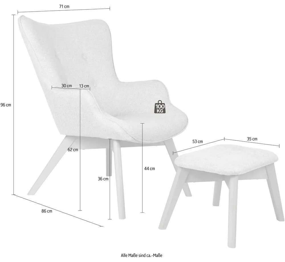 Poltrona con poggiapiedi rosa chiaro Niko – Ropez