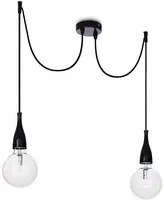 Sospensione Moderna Minimal Metallo Nero 2 Luci E27 8W 3000K Luce Calda