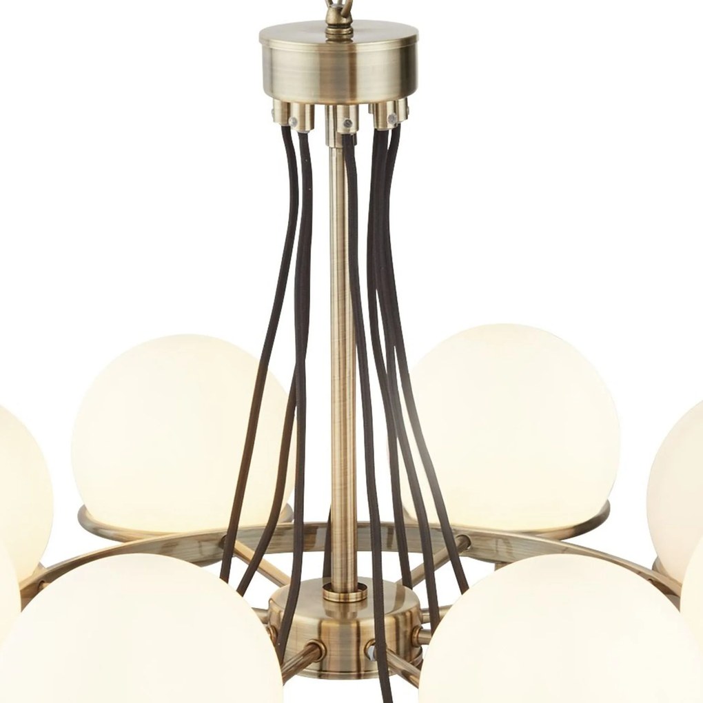 Lampadario Contemporaneo Sfera Acciaio Ottone Vetro 8 Luci E14