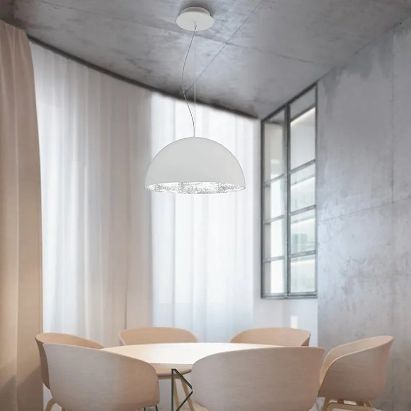 Lampadario Glamour Venice bianco paralume bianco E27 Ø40cm LUMICOM