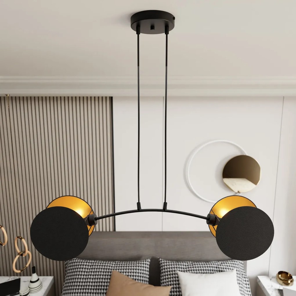 Lampadario a Sospensione MOTIF 2 In Acciaio e Tessuto 2xE27