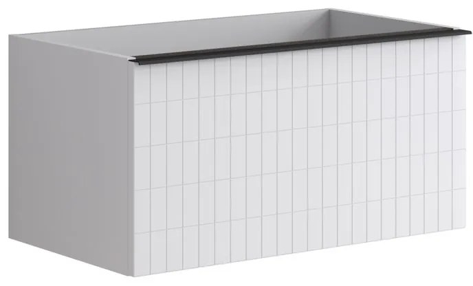 Mobile da bagno sospeso sotto lavabo L 80 x H 40 x P 45.5 cm bianco laccato opaco, 2 cassetti Pixel grid