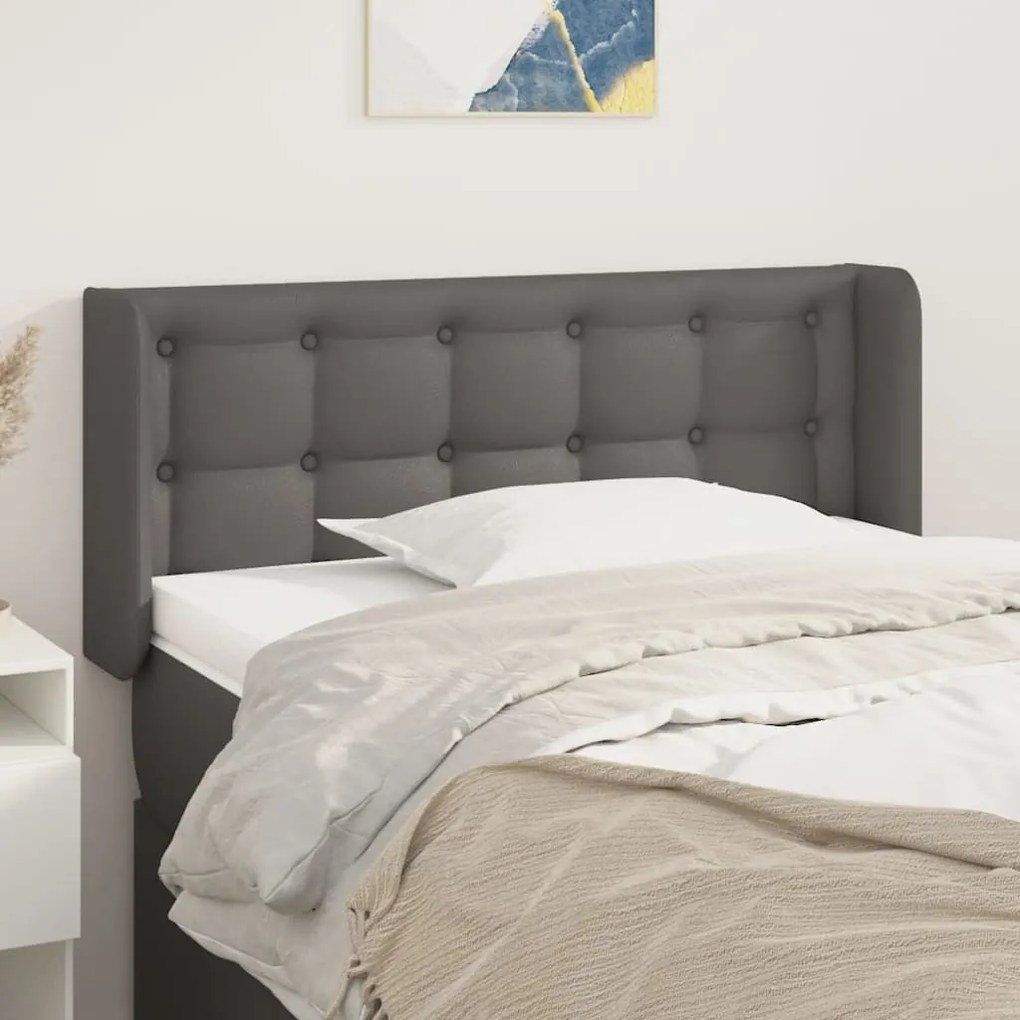 Testiera Ad Orecchio Grigio 103x16x78/88 Cm İn Similpelle /