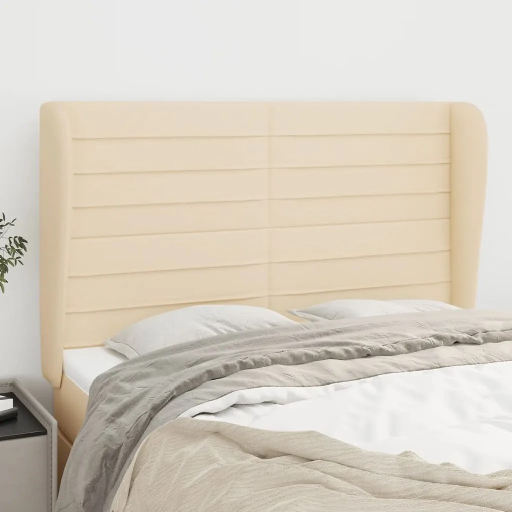 Testiera Ad Orecchio Crema 147 X 23 X 118/128 Cm İn Tessuto /
