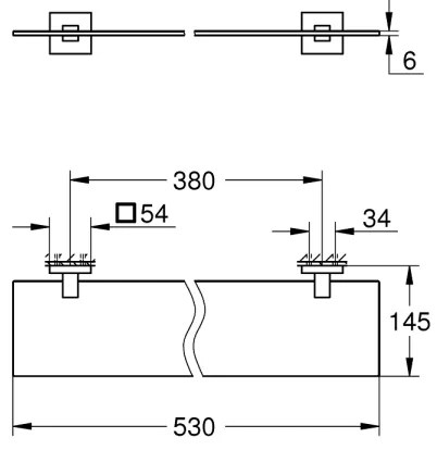 GROHE 41109000 - Mensola in vetro START CUBE 530 mm cromato lucido