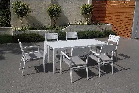 Tavolo Da Esterno Allungabile Rettangolare 127-180 Cm In Alluminio Bianco