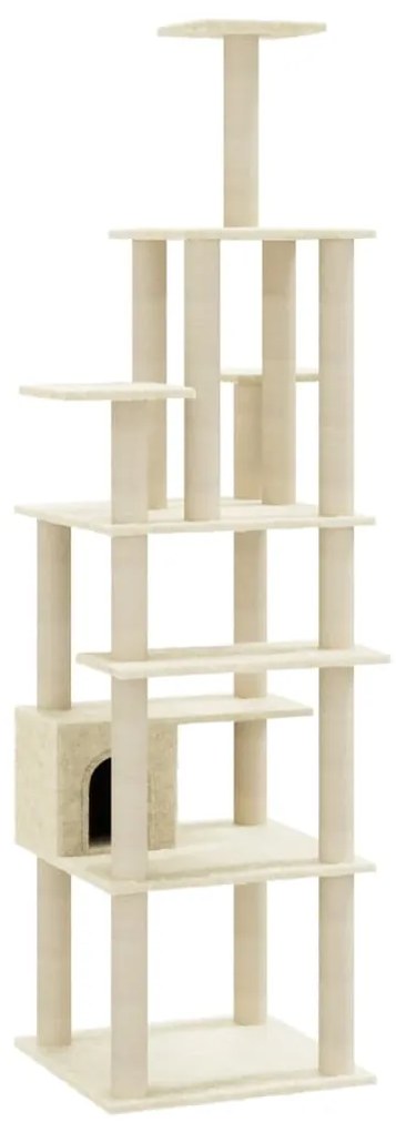 Albero per gatti con tiragraffi in sisal crema 183 cm