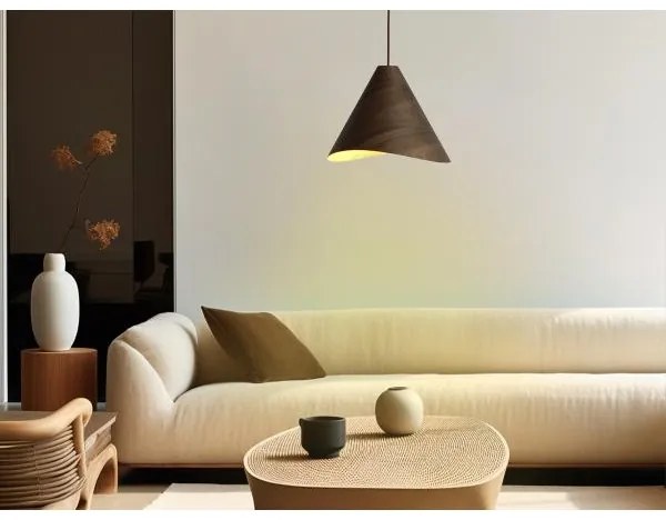 Lampadario sospeso in legno con cavo 1xE27/60W/230V Ø 33 cm massello/noce/hevea