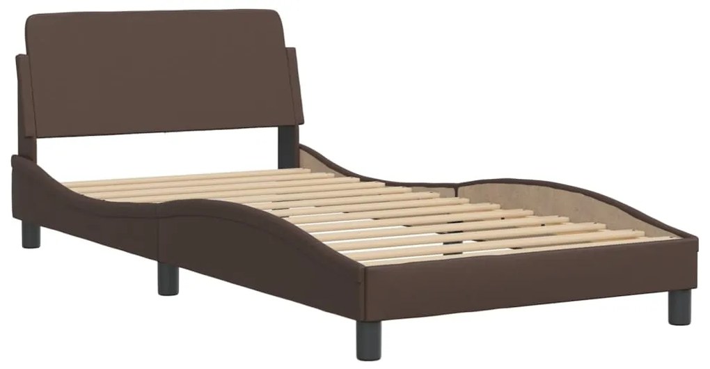 Letto con materasso marrone 100x200cm in similpelle