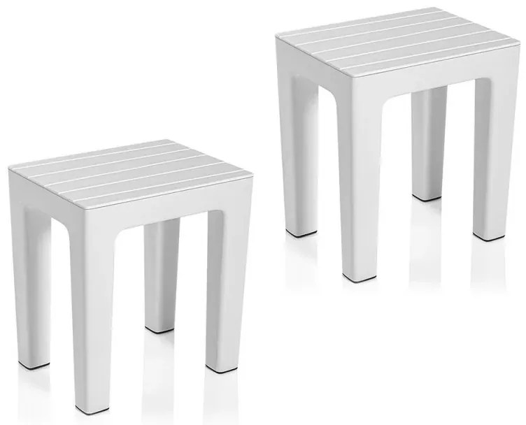 Set 2 pz Lello lo sgabello multiuso ad alta resistenza bianco effetto legno