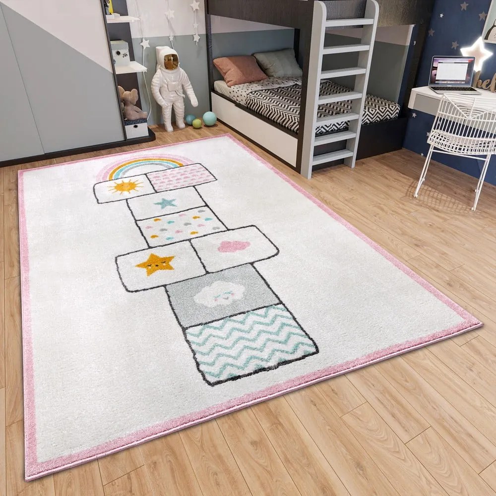 Tappeto per bambini rosa e bianco 120x170 cm Bouncy - Hanse Home