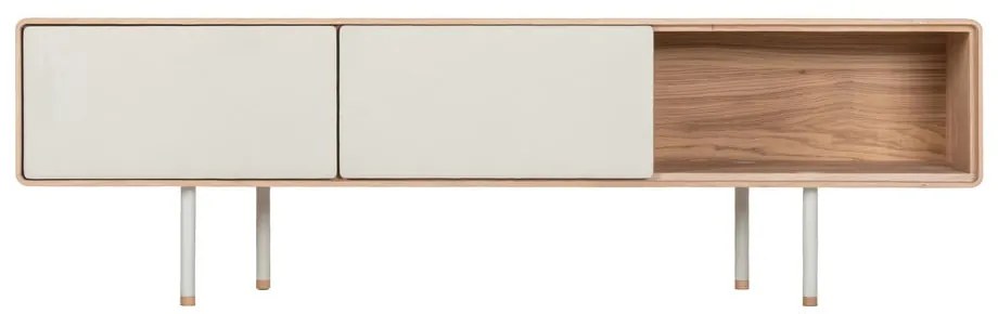 Mobile TV bianco-color legno naturale in legno di quercia 160x48 cm Fina - Gazzda