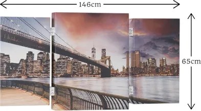 Quadro TRIS moderno su tela 65x146 cm telaio in legno tema New York City
