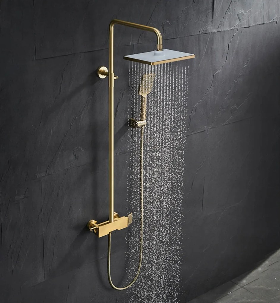 Sistema doccia esterno ELITE EDITION BSE1419 con getti massaggianti e cascata, disponibile in più finiture tra cui oro spazzolato e cromo — Cromo