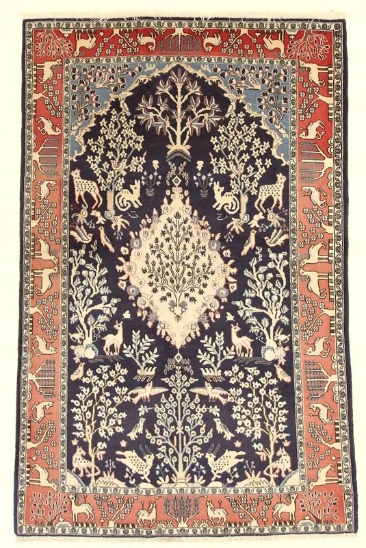 Ghom Tappeto persiano 130x200 Blu (Iran) Annodato A Mano