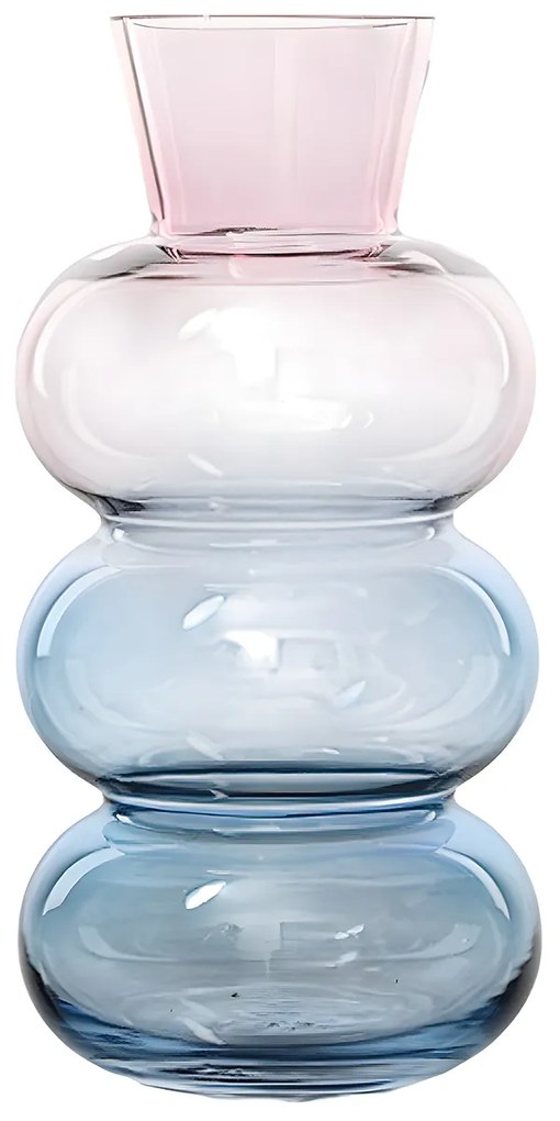 Vaso arredo vetro 28 cm rosa e blu