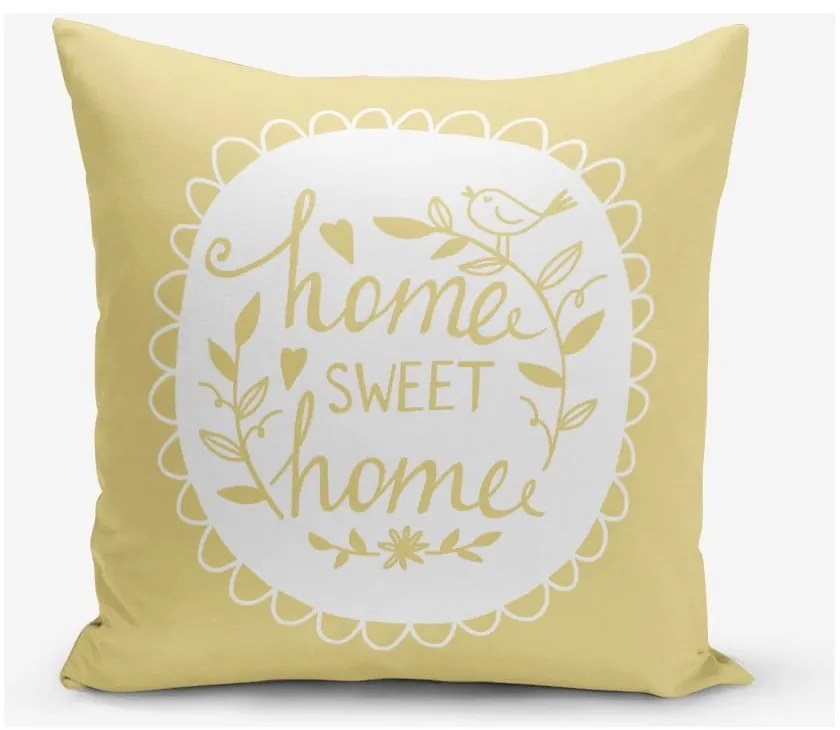 Federa gialla Home Sweet Home, 45 x 45 cm - Minimalist Cushion Covers
