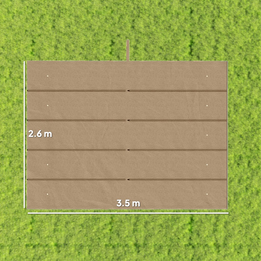 Tetto per Pergola 350x260 cm con 10 Fori di Drenaggio in Poliestere Marrone Chiaro...