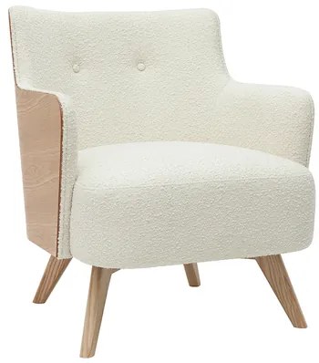 Poltrona scandinava in tessuto effetto lana bouclé e legno VALMY