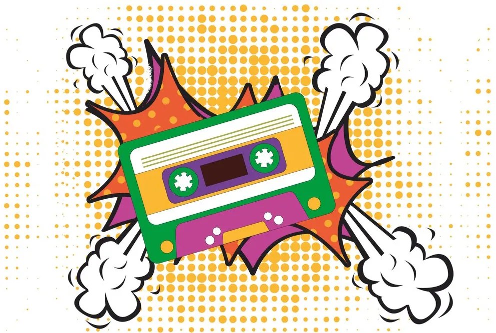 Carta da parati autoadesiva – Icona musicale cassetta