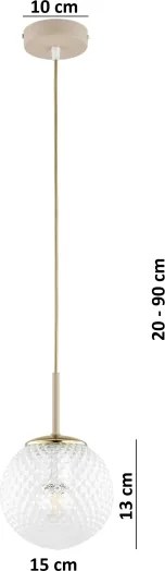Brilagi - Lampada a sospensione su cavo STELLA 1xE27/60W/230V Ø 15 cm beige/oro