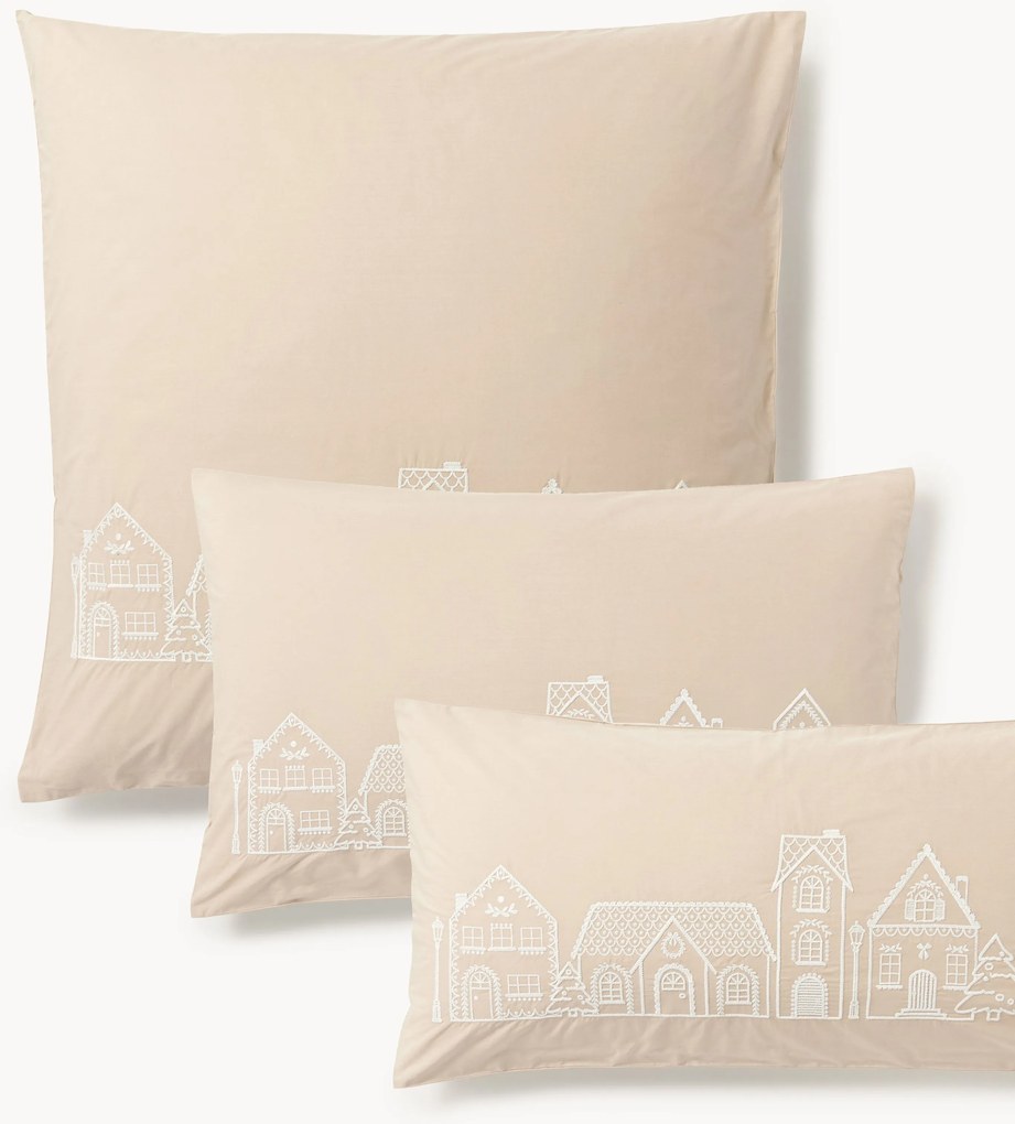 Federa natalizia in cotone percalle ricamata Viggo