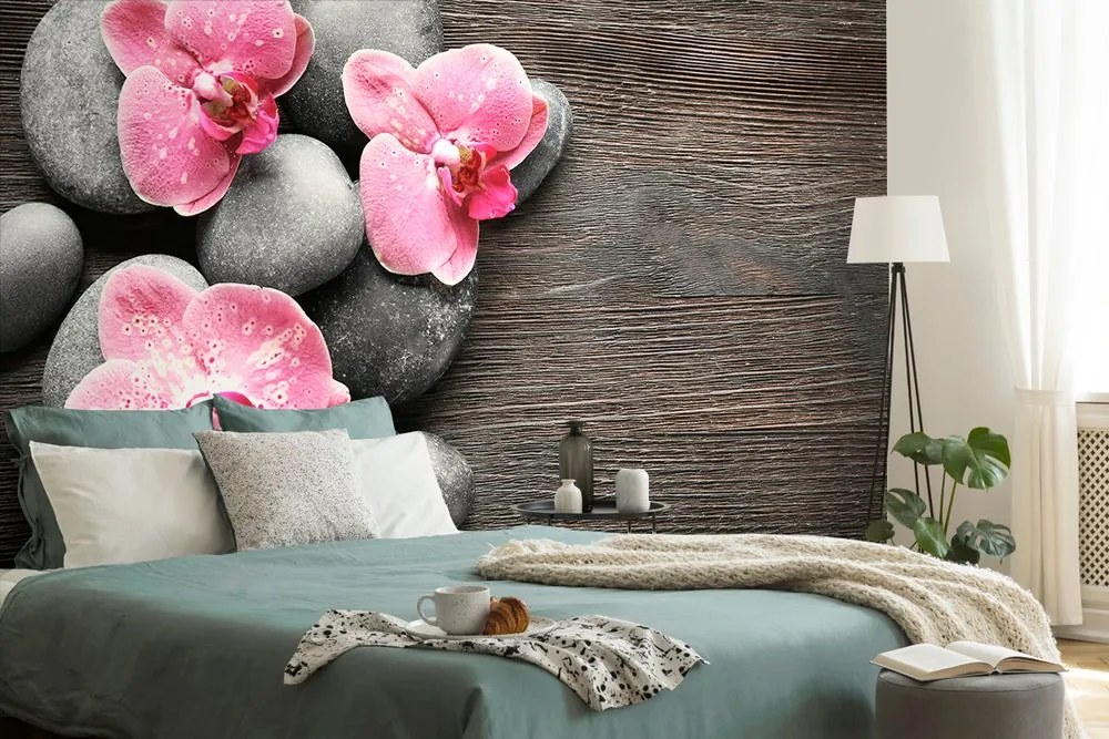 Carta da parati – Composizione Zen con orchidea