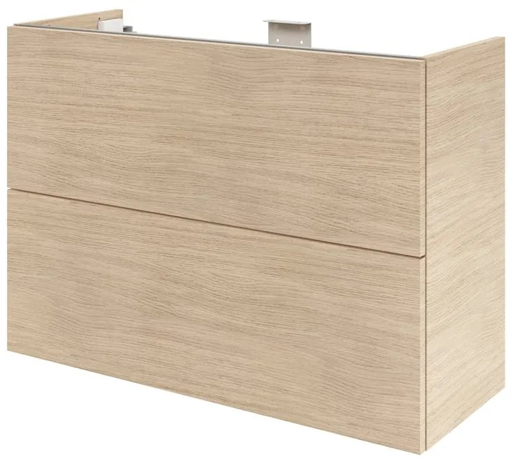 Mobile da bagno sospeso sotto lavabo L 90 x H 64 x P 35 cm rovere naturale, 2 cassetti Apertura push-pull SENSEA Neo, Maniglie acquistabili separatamente