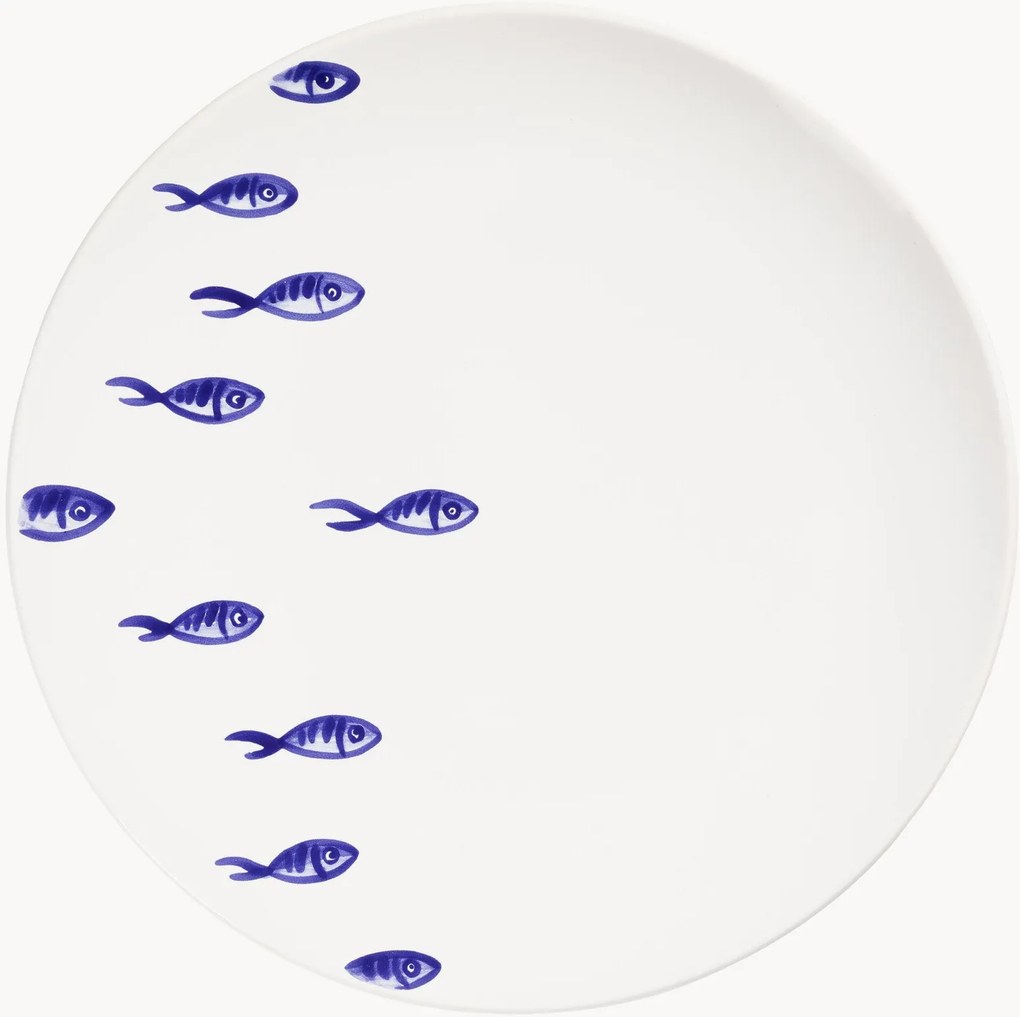 Piatto piano fatto a mano Blauer Fischschwarm